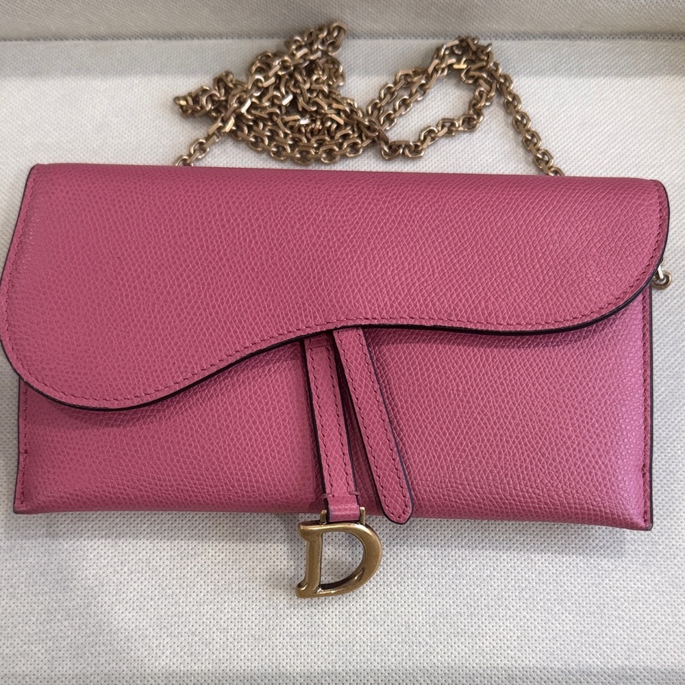 Dior Rose Clutch with Brass Chain